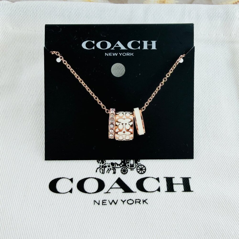 Coach Signature Enamel rose gold necklace
